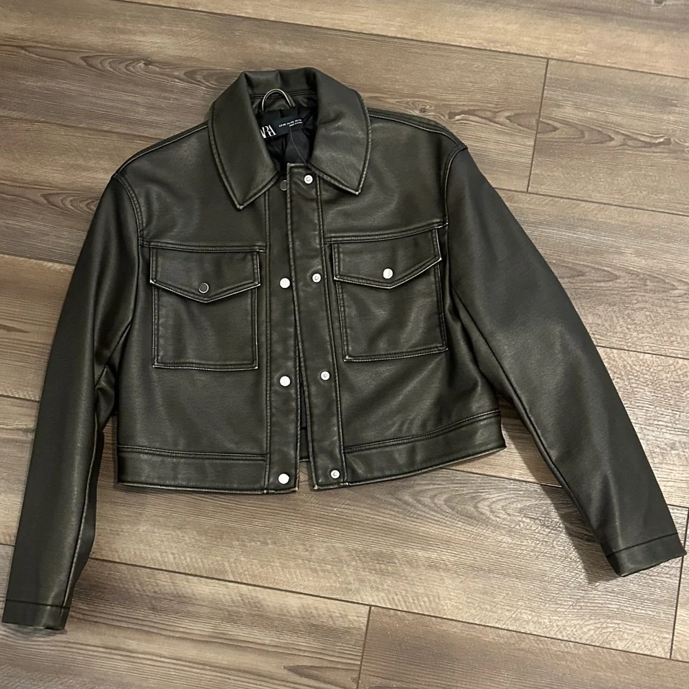 Zara Cropped Moto Jacket #76 - Picture 2 of 6